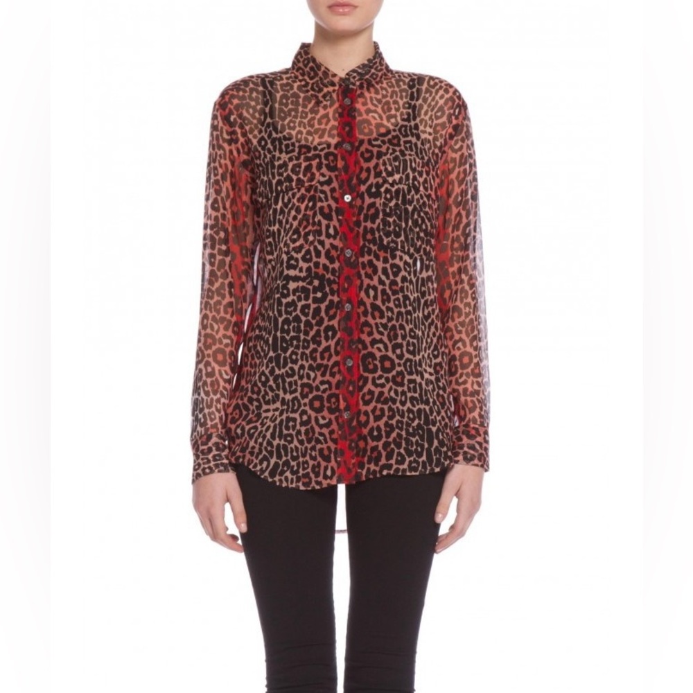 Equipment Femme Sheer Ava Henley Silk Button Down Long Sleeve Blouse Small